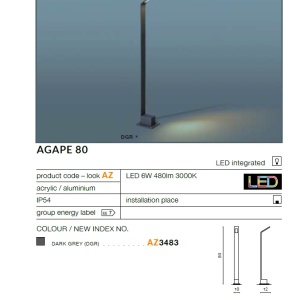 Stalp LED iluminat exterior IP54 AGAPE H-80cm ZZ AZ3483 81378 universul-luminii.ro