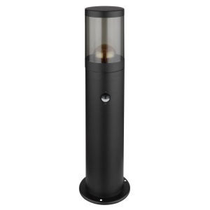 Stalp mic pentru exterior cu senzor de miscare design modern IP44 Xeloo negru, fumuriu 134818 universul-luminii.ro