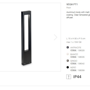 Stalp modern de exterior cu protectie IP44 VEGA PT1 negru 136059 51538 universul-luminii.ro
