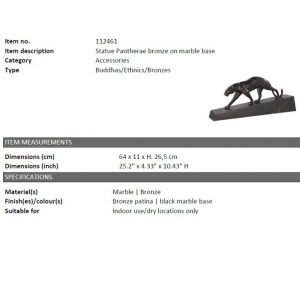 Statueta/ Obiect decorativ din marmura si bronz Pantherae 112461 HZ - Img 5