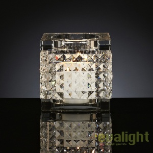 Suport pentru lumanare design LUX, realizat manual din sticla, NEFERTARI SQUARE 20x20cm - Img 2