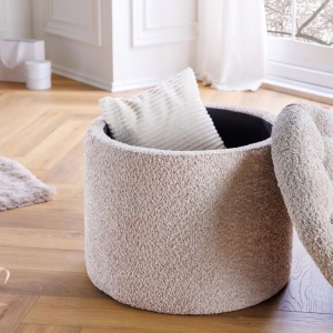 Taburete cu spatiu de depozitare Modern Barock 50cm, boucle champagne - Img 7