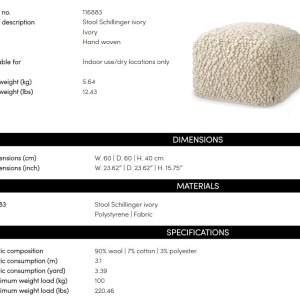 Taburete design LUX Schillinger, Ivory - Img 4