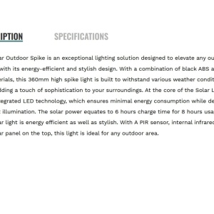 Tarus LED Solar de exterior cu senzor de miscare IP44 Solar 223128 universul-luminii.ro