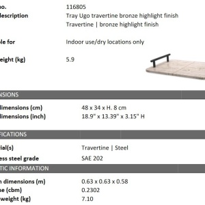 Tava, obiect decorativ design LUX Ugo travertin - Img 5
