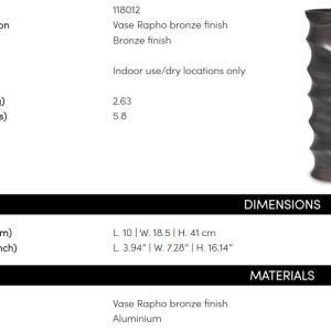 Vaza, Vas decorativ design LUX Rapho, bronz - Img 4