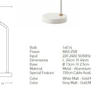 Veioza, lampa de masa design modern Bing gri, auriu 63478 universul-luminii.ro