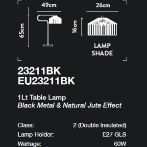 Veioza/Lampa de masa design natural iuta Belle 148028 universul-luminii.ro