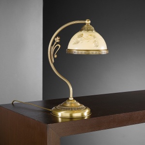 Veioza / Lampa de masa din alama cu sticla decorata design italian 6208 101748 universul-luminii.ro