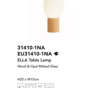 Veioza, Lampa de masa din lemn si sticla Ella 139248 universul-luminii.ro