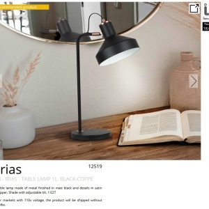 Veioza/Lampa de masa din metal design moderm Irias negru/cupru 192138 universul-luminii.ro