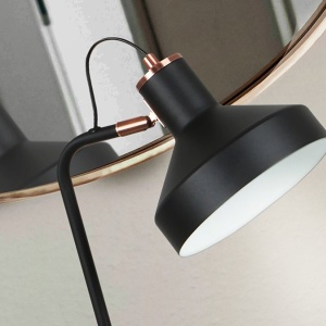 Veioza/Lampa de masa din metal design moderm Irias negru/cupru 87398 universul-luminii.ro