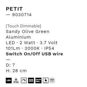 Veioza/Lampa de masa LED portabila exterior IP54 PETIT verde 238438 universul-luminii.ro