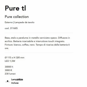 Veioza/Lampa de masa LED stil minimalist Pure tl alb 143478 universul-luminii.ro