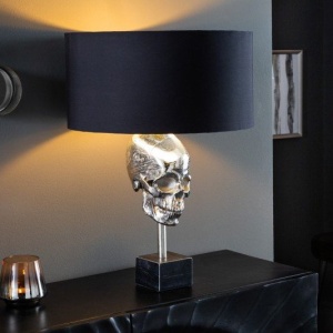 Veioza, Lampa de masa moderna Skull negru/ argintiu
