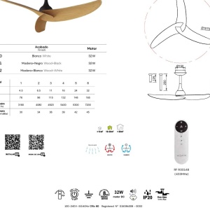 Ventilator cu 3 palete si telecomanda IPANEMA III negru/ aspect lemn MA-9041 172088 universul-luminii.ro