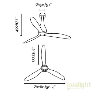Ventilator cu telecomanda ETERFAN MINI negru mat 32027 49188 universul-luminii.ro