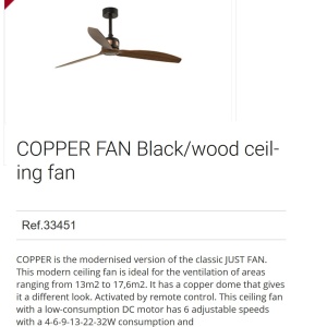 Ventilator de tavan cu telecomanda design modern COPPER 92608 universul-luminii.ro