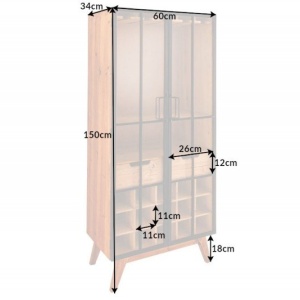 Vitrina cu spatiu depozitare sticle si pahare design industrial Seven Seas 150cm - Img 2