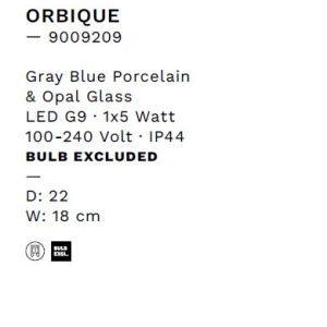 Aplica baie protectie IP44, Portelan blue gri, ORBIQUE 22cm 245029 universul-luminii.ro