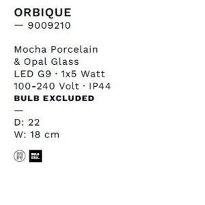 Aplica baie protectie IP44, Portelan mocha, ORBIQUE 22cm 245049 universul-luminii.ro