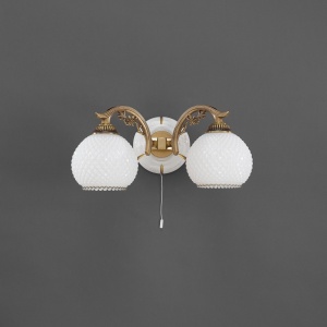 Aplica clasic design italian din alama, sticla si lemn 8605 RA-A. 8605/2 101789 universul-luminii.ro