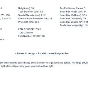 Aplica clasica de exterior stil vintage nordic IP44 Berlo 66729 universul-luminii.ro