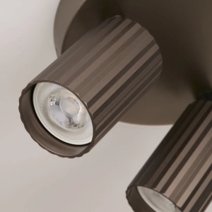 Aplica cu 3 spoturi din aluminiu canelat Anna bronz - Img 3
