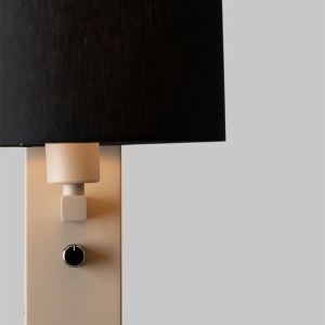 Aplica cu raft, port USB si abajur textil negru Florence 248729 universul-luminii.ro