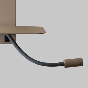 Aplica cu raft si reader LED, port USB si abajur textil negru Florence 248879 universul-luminii.ro