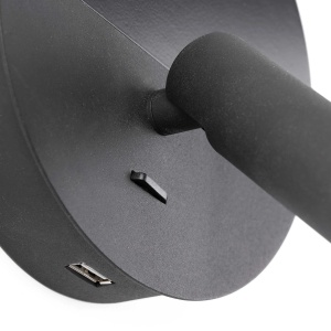 Aplica cu reader LED minimalista cu USB charger DUAS Black 201409 universul-luminii.ro