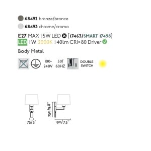 Aplica cu reader LED stil clasic design elegant ARTIS crom/alb 190029 universul-luminii.ro