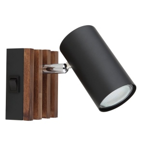 Aplica cu Spot directionabil metal negru lemn KAYDEN 249409 universul-luminii.ro