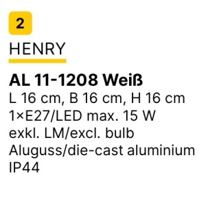 Aplica de exterior IP44 HENRY alb - Img 8