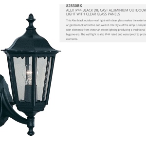 Aplica de exterior stil traditional IP44 Alex 82530BK SRT 75489 universul-luminii.ro