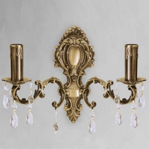 Aplica de perete 2 brate din alama si cristal Venezia - Img 4