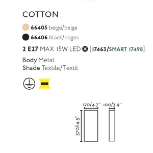 Aplica de perete ambientala design modern COTTON 2L neagra 84169 universul-luminii.ro