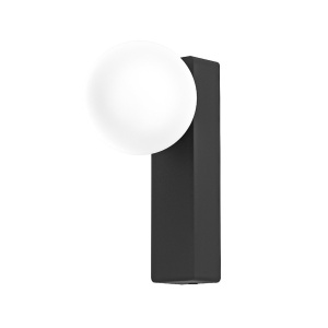 Aplica de perete baie, metal negru cu glob de sticla alba Boletta IP44 - Img 2