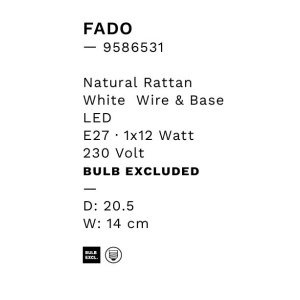 Aplica de perete boho style design natural Fado natur/ alb 148219 universul-luminii.ro