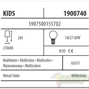 Aplica de perete camera copii Kids 1900740 69239 universul-luminii.ro
