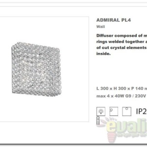 Aplica de perete cristal Venezian dim. 30x30cm ADMIRAL PL4 Cromo 47379 universul-luminii.ro