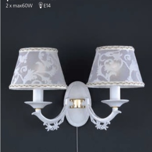 Aplica de perete cu 2 brate design italian din alama cu metal alb 9630 102359 universul-luminii.ro