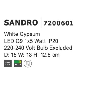 Aplica de perete cu iluminat ambiental gips alb SANDRO 84979 universul-luminii.ro