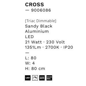 Aplica de perete cu lumina ambientala LED Cross 80cm 148319 universul-luminii.ro