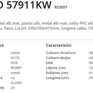 Aplica de perete cu spot directionabil design modern Robby nichel mat 66959 universul-luminii.ro