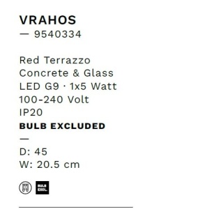 Aplica de perete decorativa VRAHOS red terrazzo 237069 universul-luminii.ro
