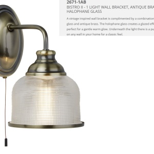 Aplica de perete design clasic Bistro II alama antique 2671-1AB SRT - Img 2