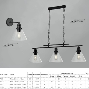Aplica de perete design clasic Pyramid negru 1277BK SRT - Img 5