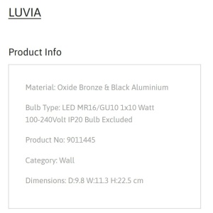 Aplica de perete design decorativ LUVIA, NVL-9011445 246619 universul-luminii.ro