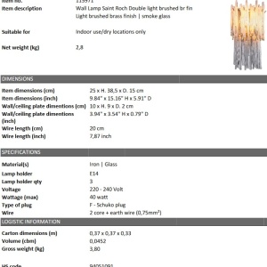 Aplica de perete design LUX Saint Roch Double, alama 115971 HZ 200359 universul-luminii.ro